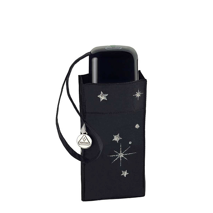 Fulton dámský skládací deštník Tiny 2 GLITTER STARS BLACK L501